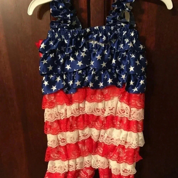 ROYAL GEM PATRIOTIC ROMPER SIZE SMALL **GET READY FOR HOLIDAY DAY PICS** - Picture 4 of 7